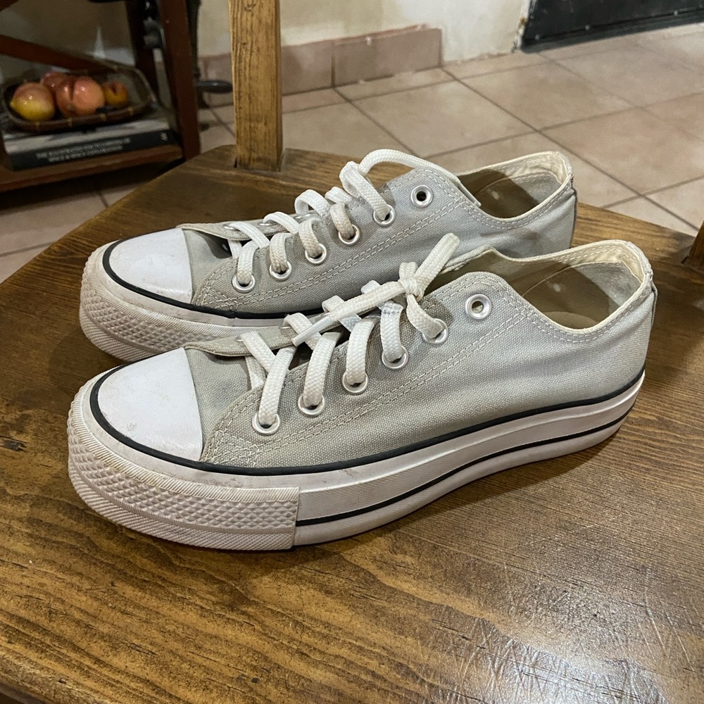 Converse Gray and White Women's platform Sneakers